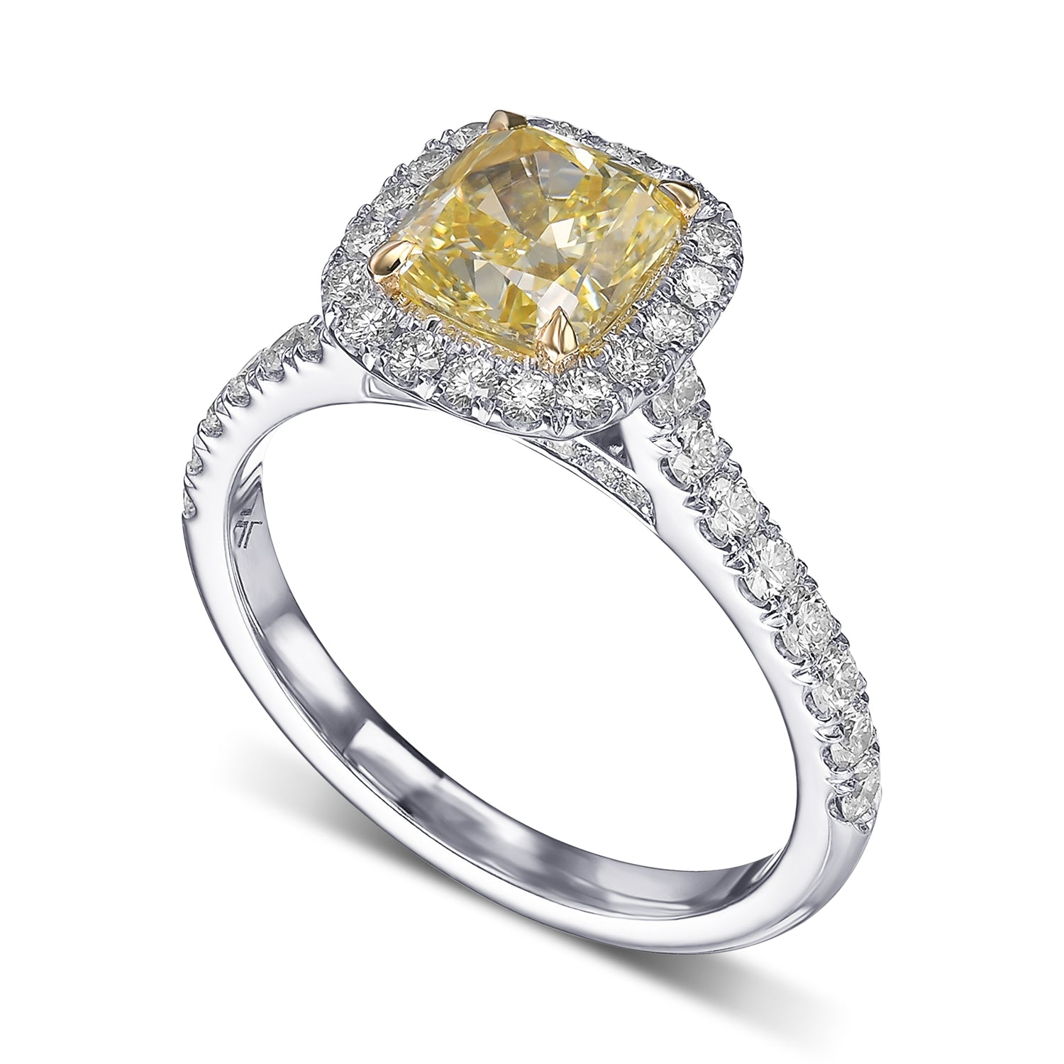 Fancy Yellow Cushion Halo Diamond Ring