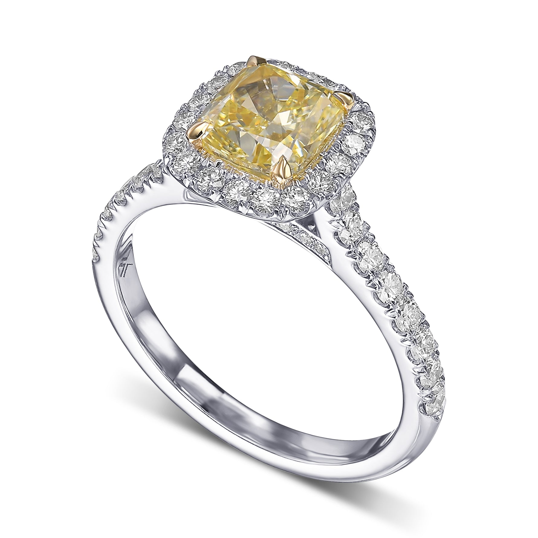 Fancy Yellow Cushion Halo Diamond Ring