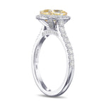 Fancy Yellow Cushion Halo Diamond Ring