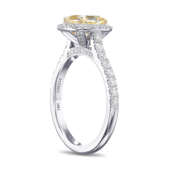Fancy Yellow Cushion Halo Diamond Ring