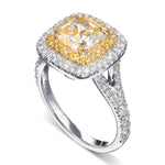 Fancy Light Yellow Radiant Double Halo Diamond Ring
