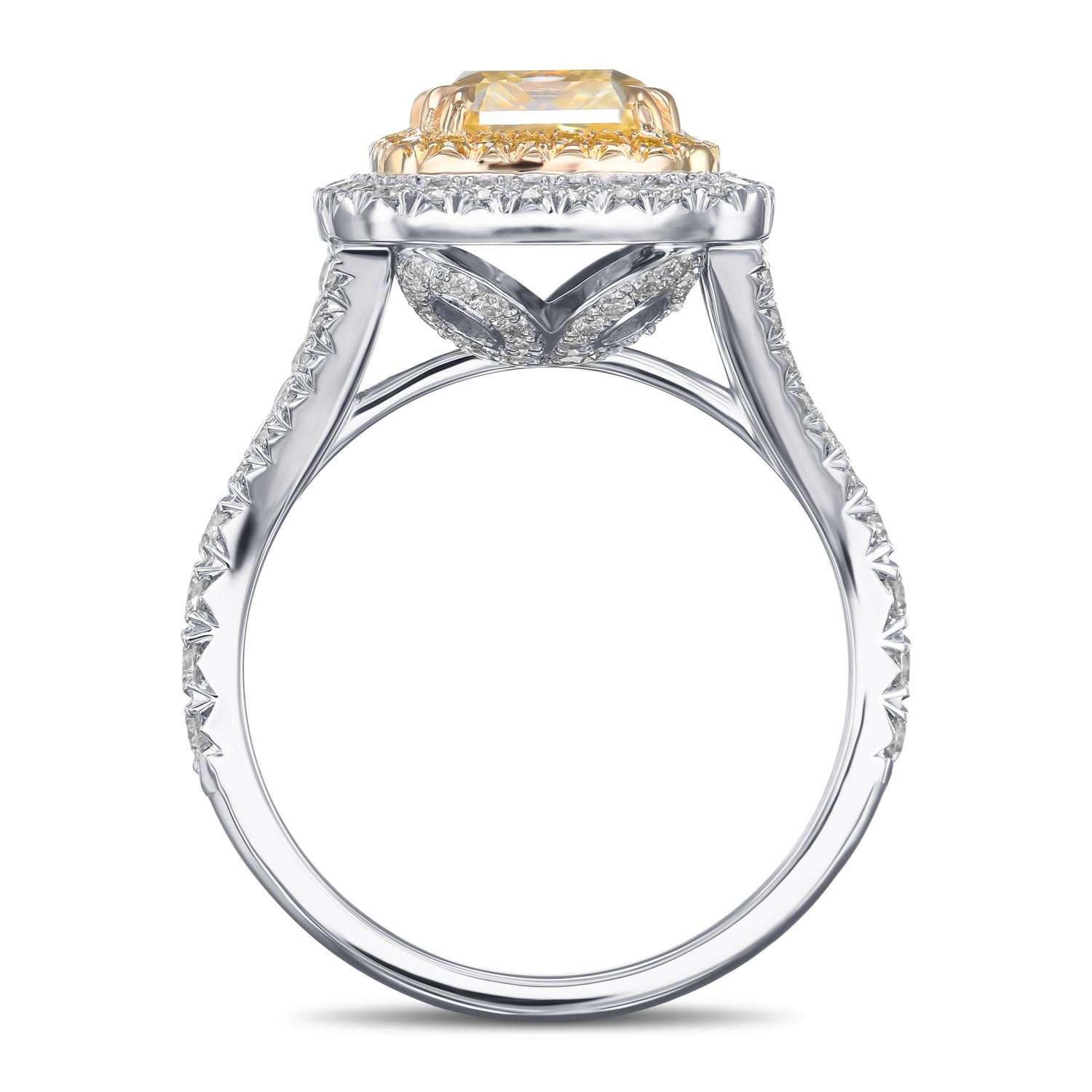 Fancy Light Yellow Radiant Double Halo Diamond Ring