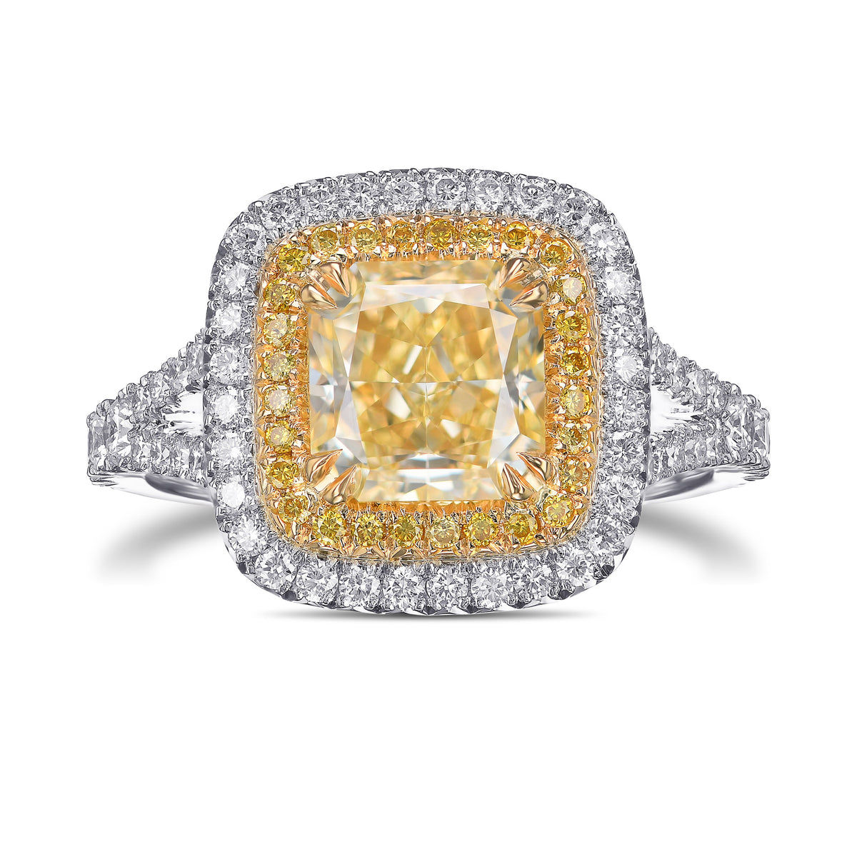 Fancy Light Yellow Radiant Double Halo Diamond Ring