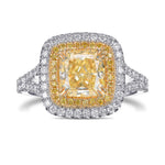 Fancy Light Yellow Radiant Double Halo Diamond Ring
