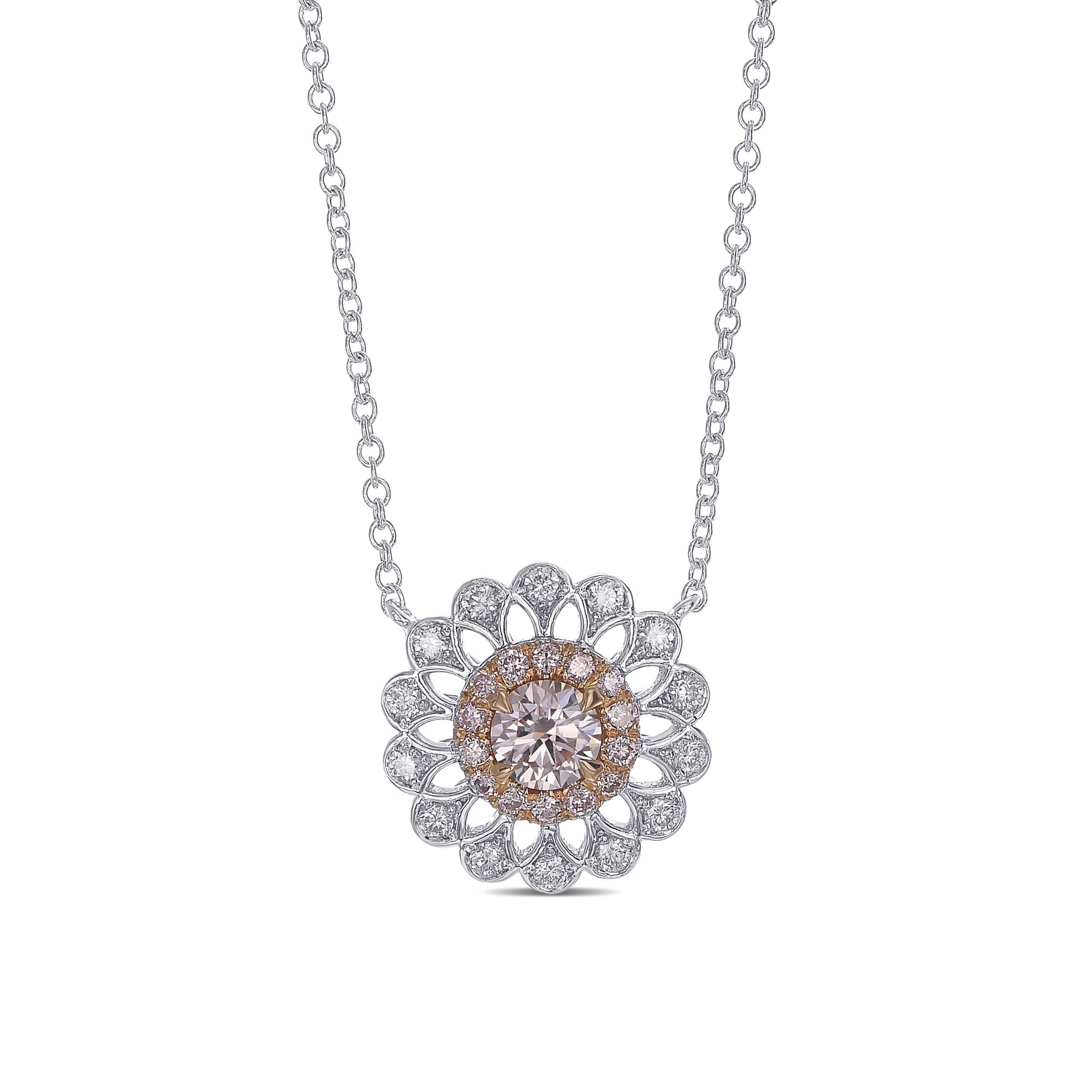 Fancy Light Pink Argyle Diamond Filigree Halo Pendant