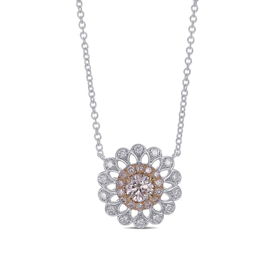 Fancy Light Pink Argyle Diamond Filigree Halo Pendant