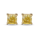 Fancy Intense Yellow Cushion Stud Diamond Earrings