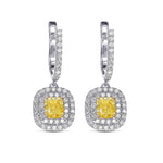 Fancy Intense Yellow Diamond Halo Drop Earrings