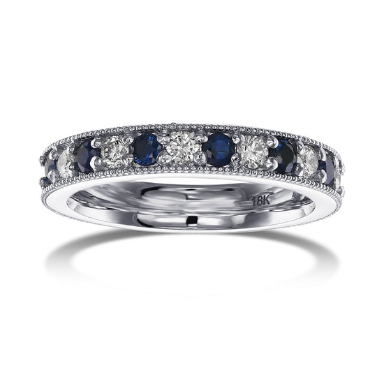 Milgrain Sapphire and Diamond Band Ring