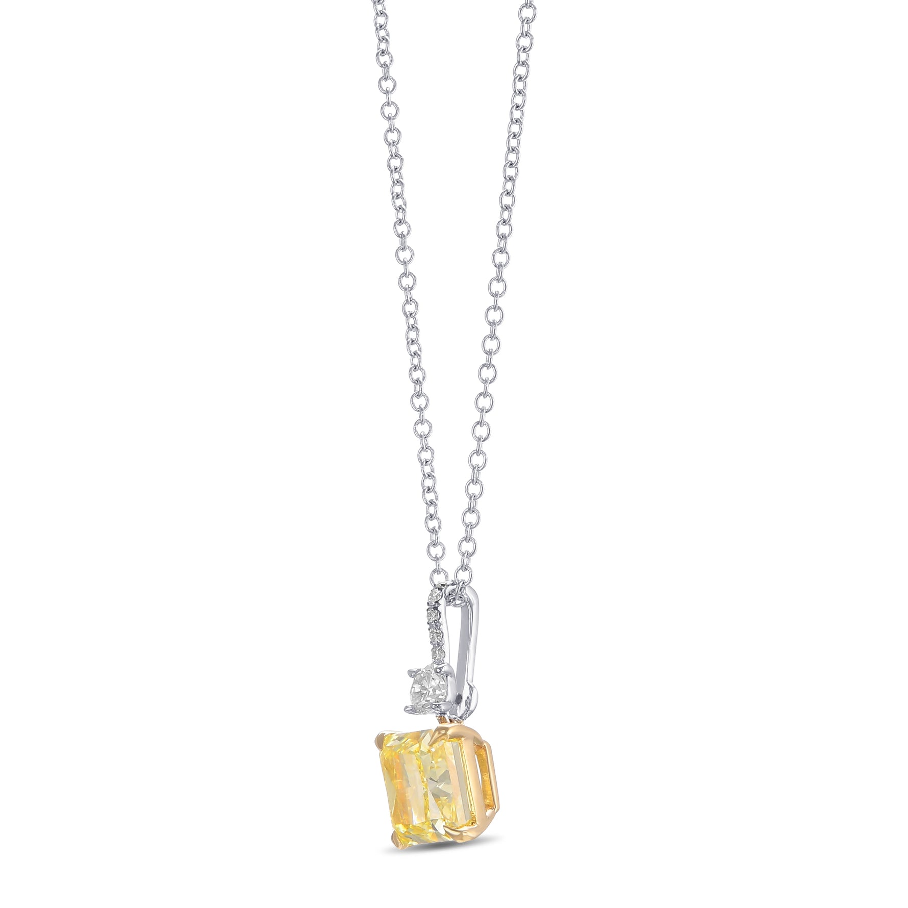 Fancy Intense Yellow Radiant Drop Diamond Pendant 