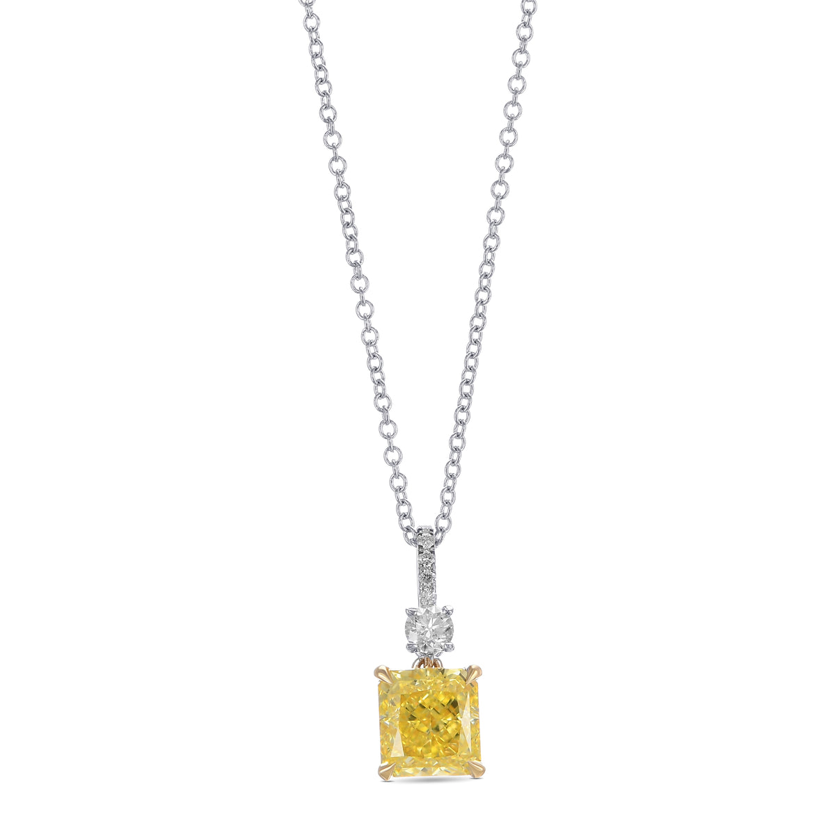 Fancy Intense Yellow Radiant Drop Diamond Pendant 