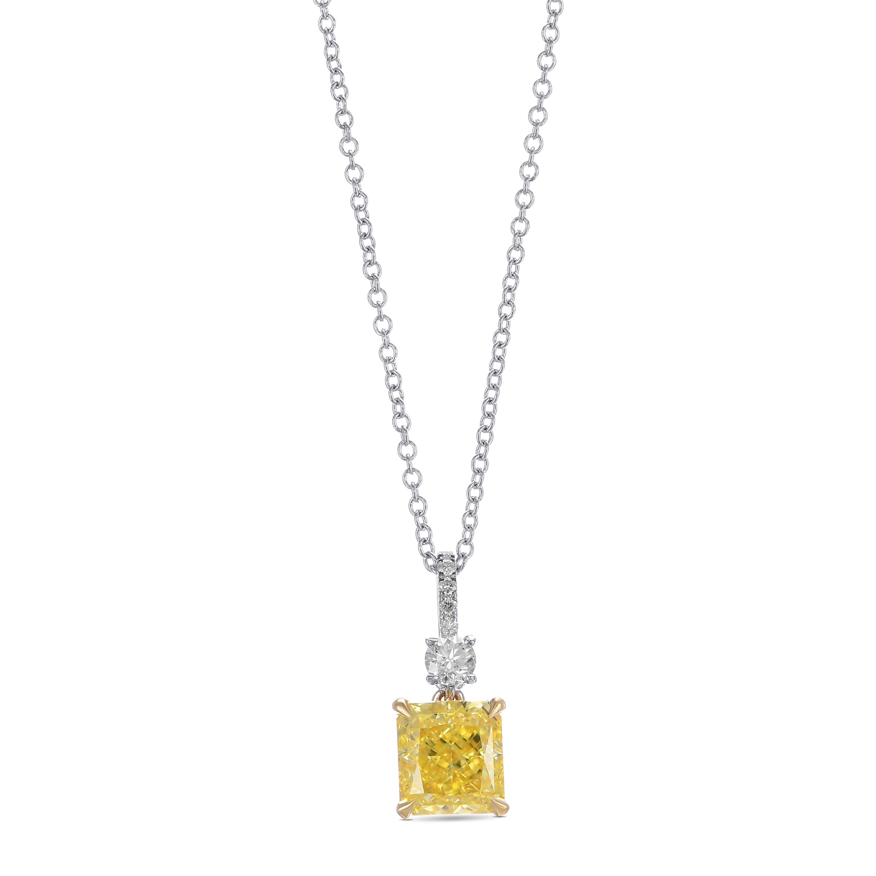 Fancy Intense Yellow Radiant Drop Diamond Pendant 