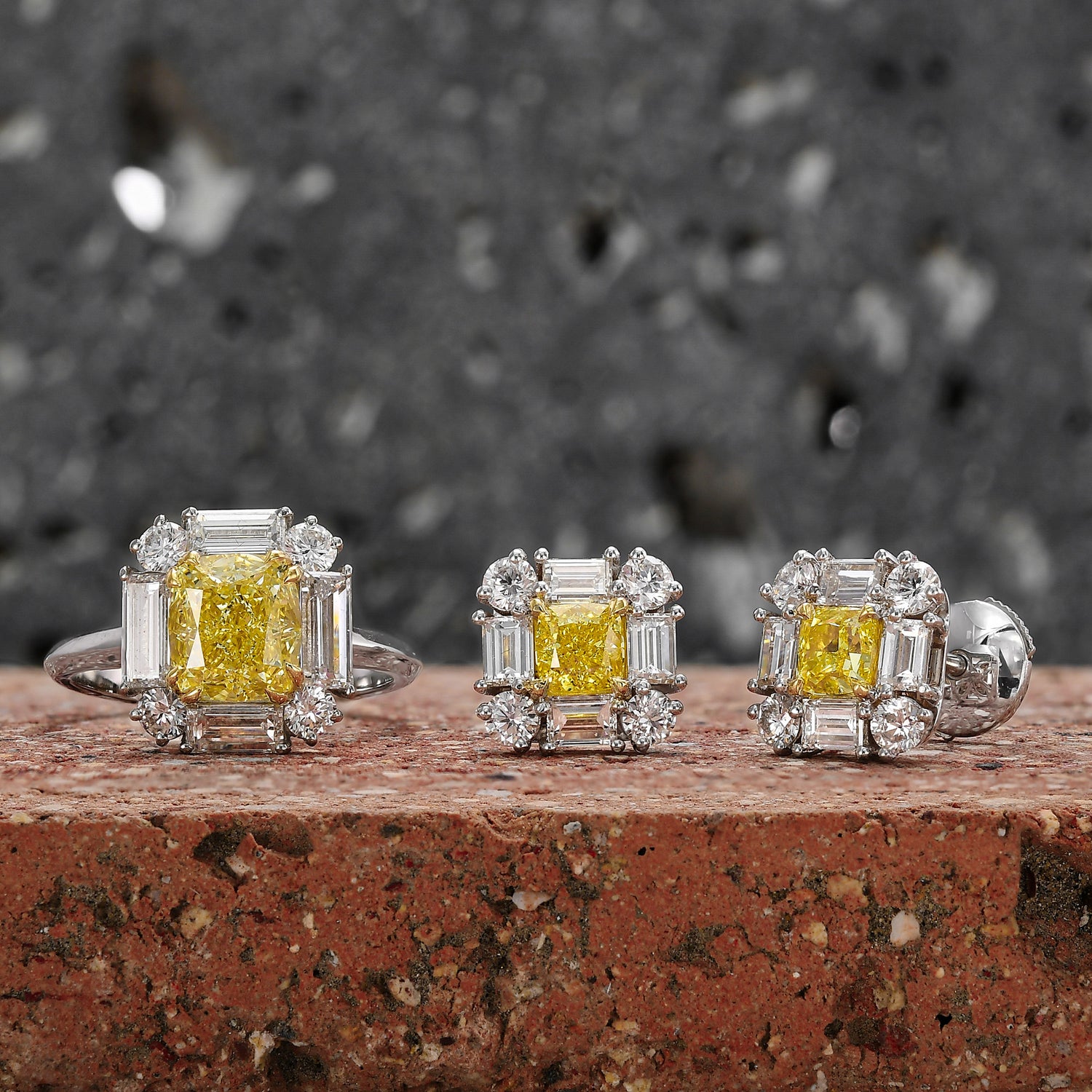 Extraordinary Fancy Intense Yellow Cushion Diamond Earrings