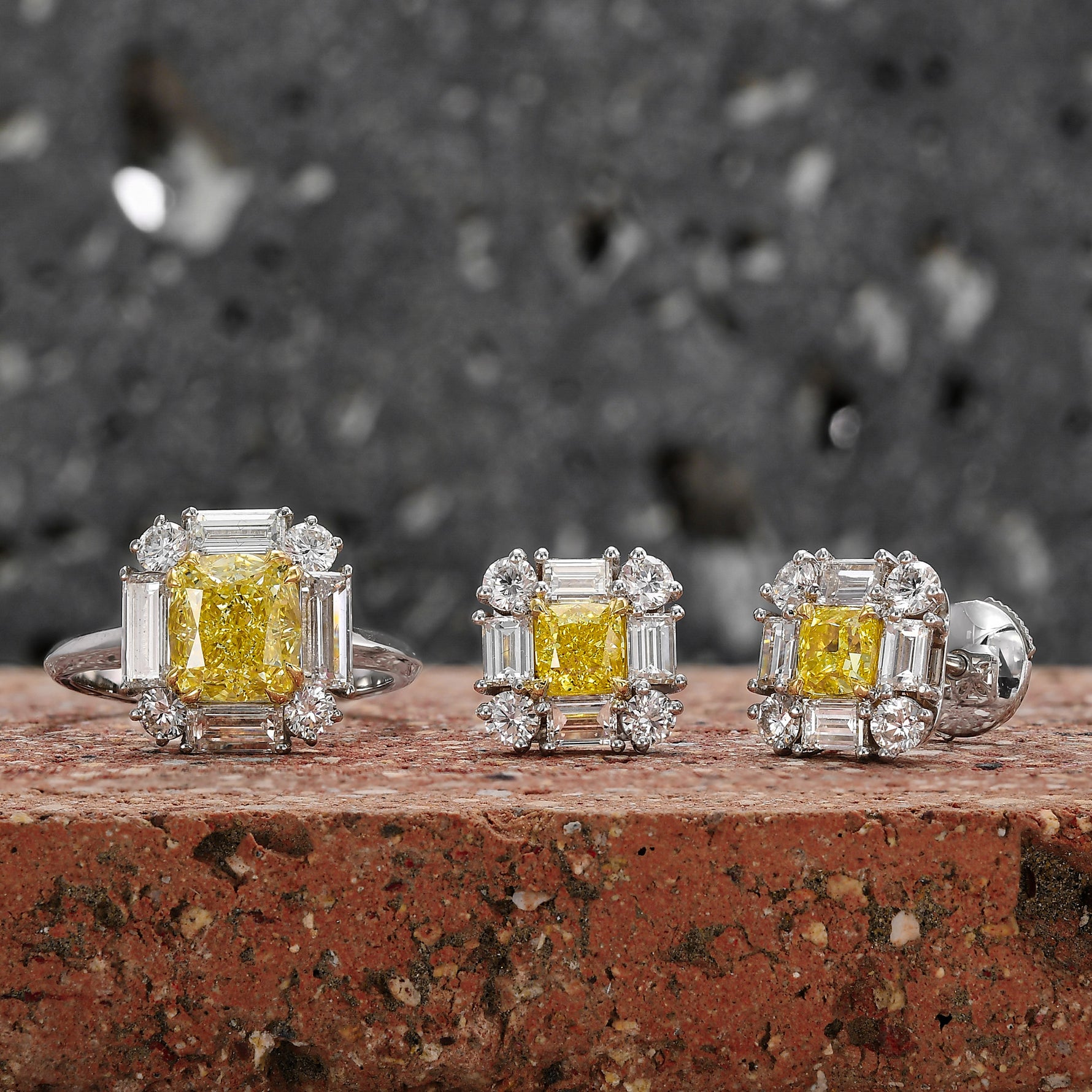 Extraordinary Fancy Intense Yellow Cushion Diamond Earrings