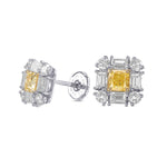 Extraordinary Fancy Intense Yellow Cushion Diamond Earrings