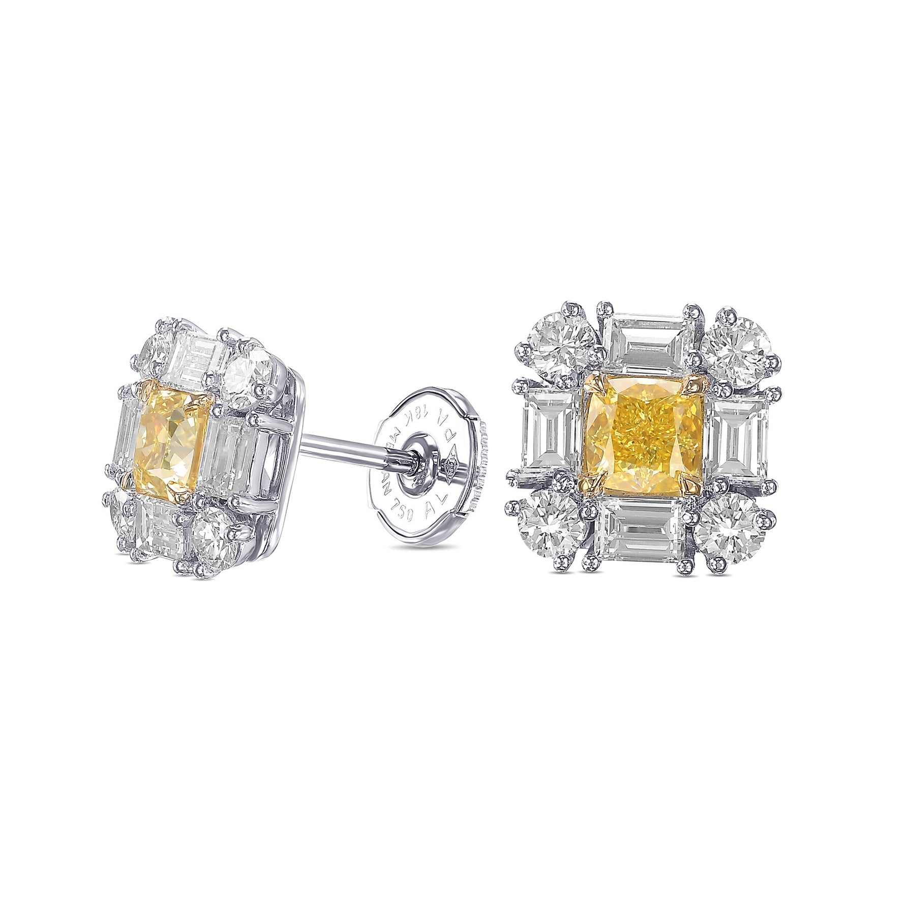 Extraordinary Fancy Intense Yellow Cushion Diamond Earrings