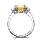 Fancy Intense Yellow Radiant 3 Stones Diamond Ring