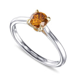 Fancy Deep Yellowish Orange Round Solitaire Diamond Ring