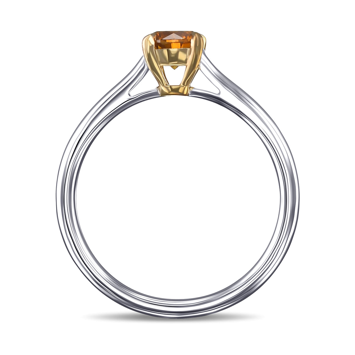  Fancy Deep Yellowish Orange Round Solitaire Diamond Ring