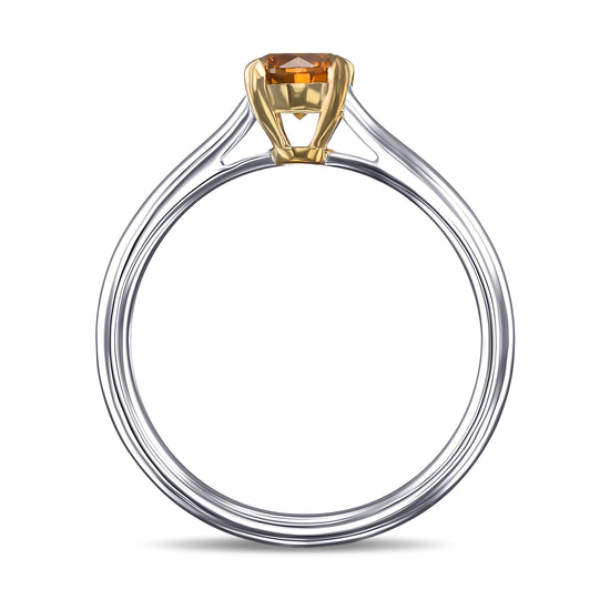  Fancy Deep Yellowish Orange Round Solitaire Diamond Ring