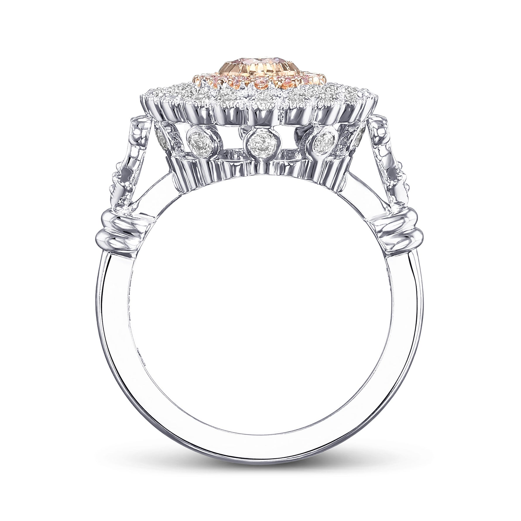 Fancy Purplish Pink Round Diamond Couture Ring 