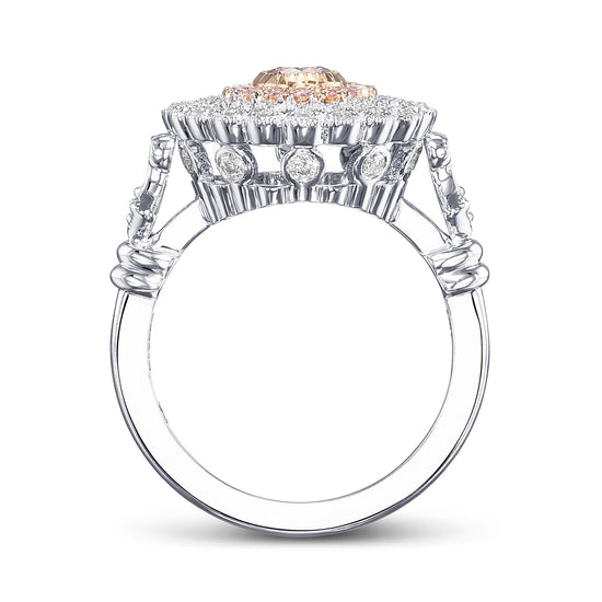 Fancy Purplish Pink Round Diamond Couture Ring 