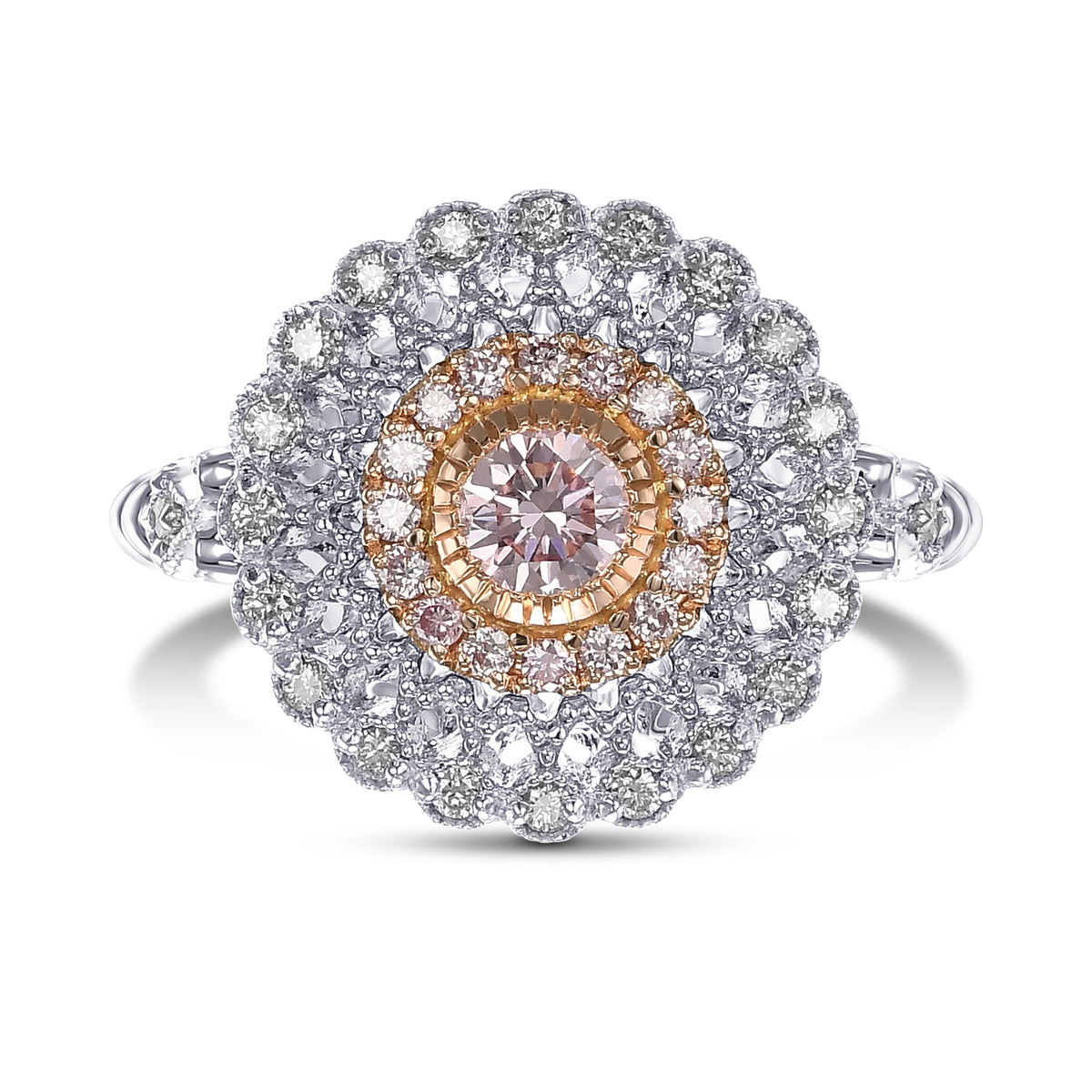 Fancy Purplish Pink Round Diamond Couture Ring 