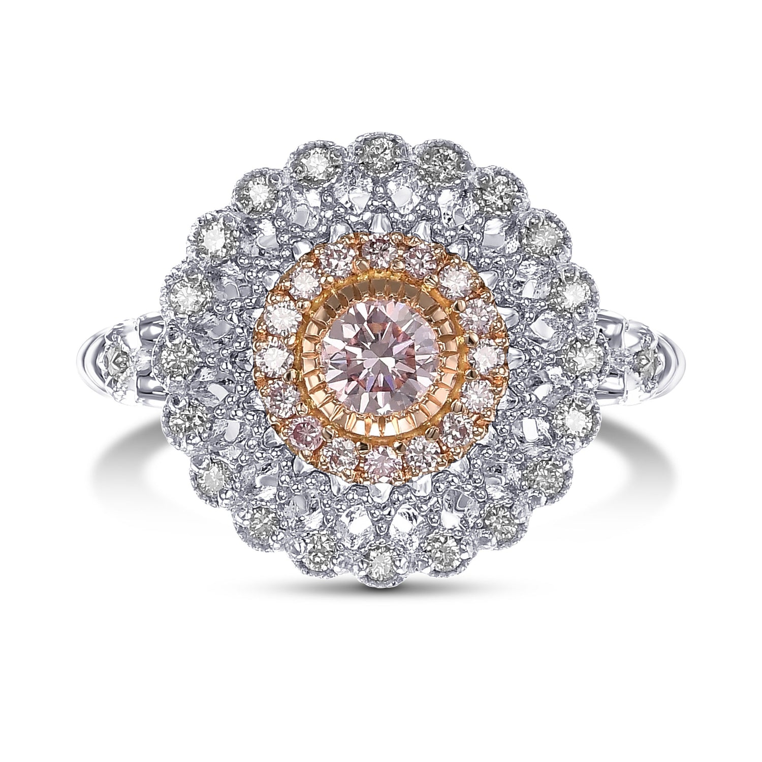 Fancy Purplish Pink Round Diamond Couture Ring 