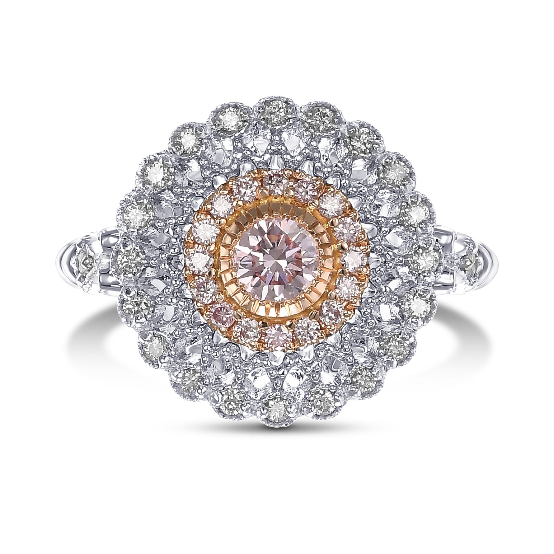 Fancy Purplish Pink Round Diamond Couture Ring 