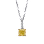 Fancy Intense Yellow Cushion Drop Diamond Pendant