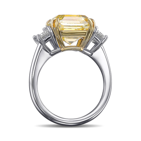 Fancy Yellow Asscher-cut Diamond Engagement and Wedding Ring Set