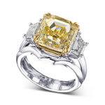 Fancy Yellow Asscher-cut Diamond Engagement and Wedding Ring Set