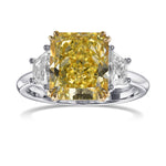 Fancy Intense Yellow Radiant & Trapezoid 3-Stone Diamond Ring