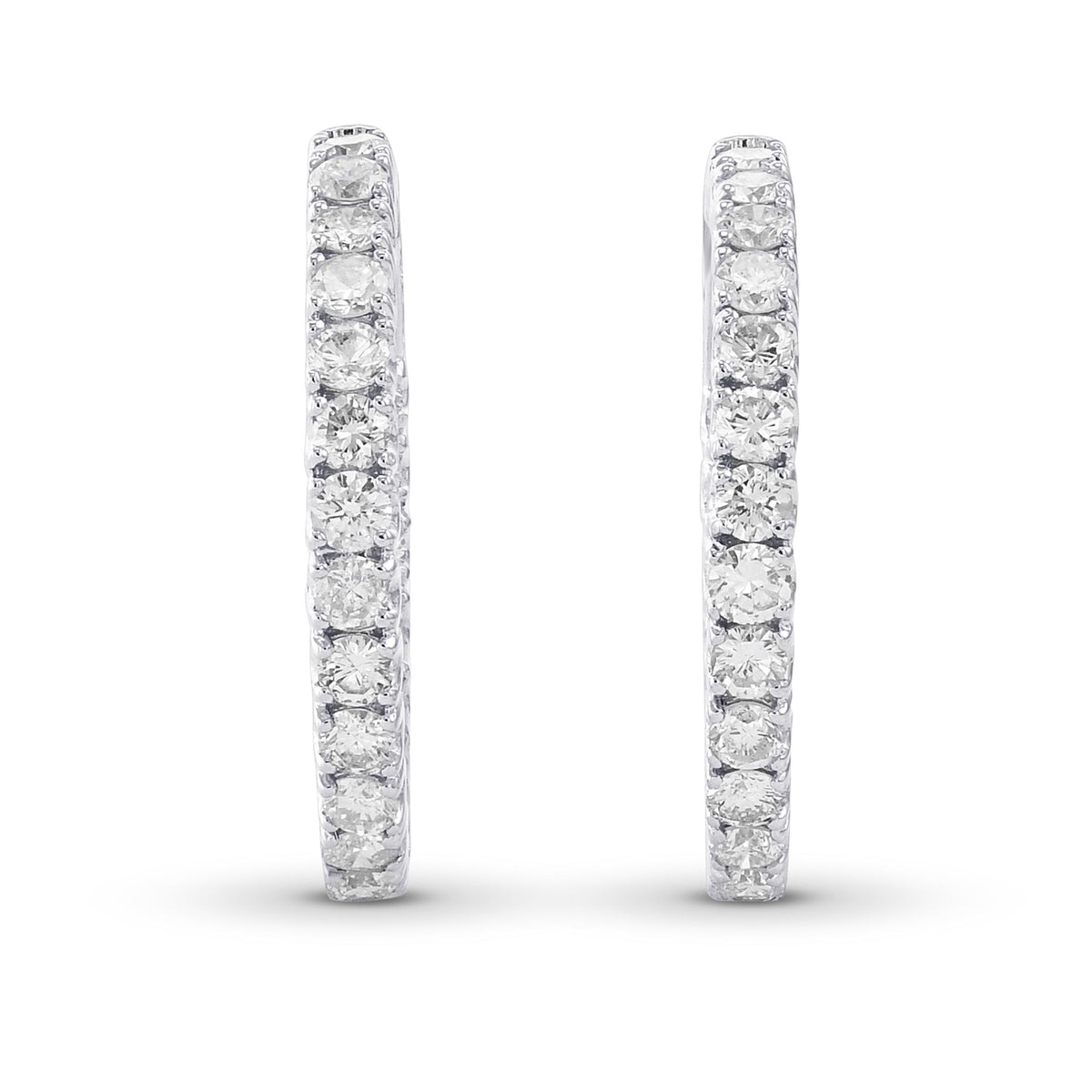Round White Diamond Hoop Earrings