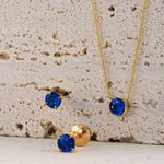 Blue Sapphire Round Brilliant Stud Earrings