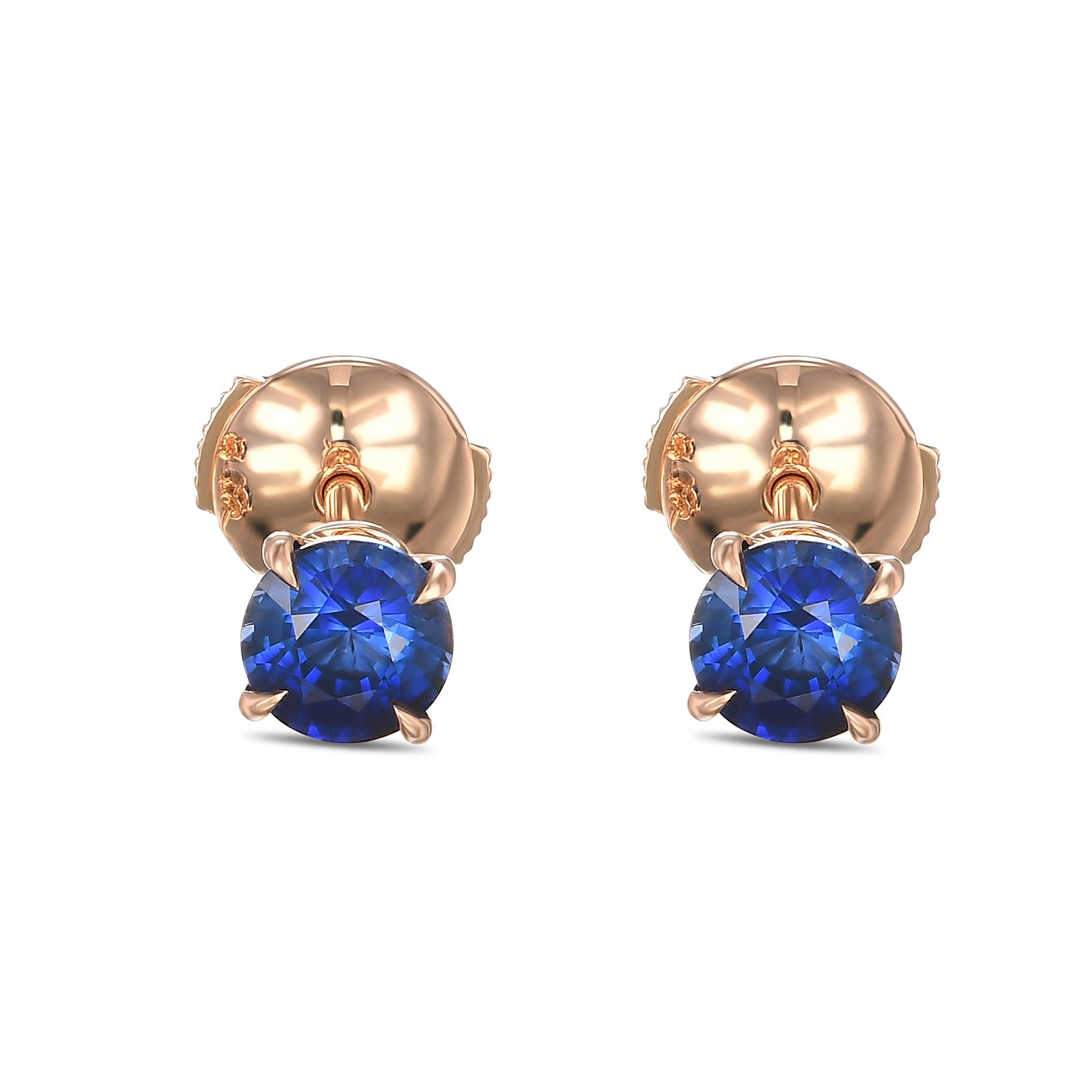 Blue Sapphire Round Brilliant Stud Earrings