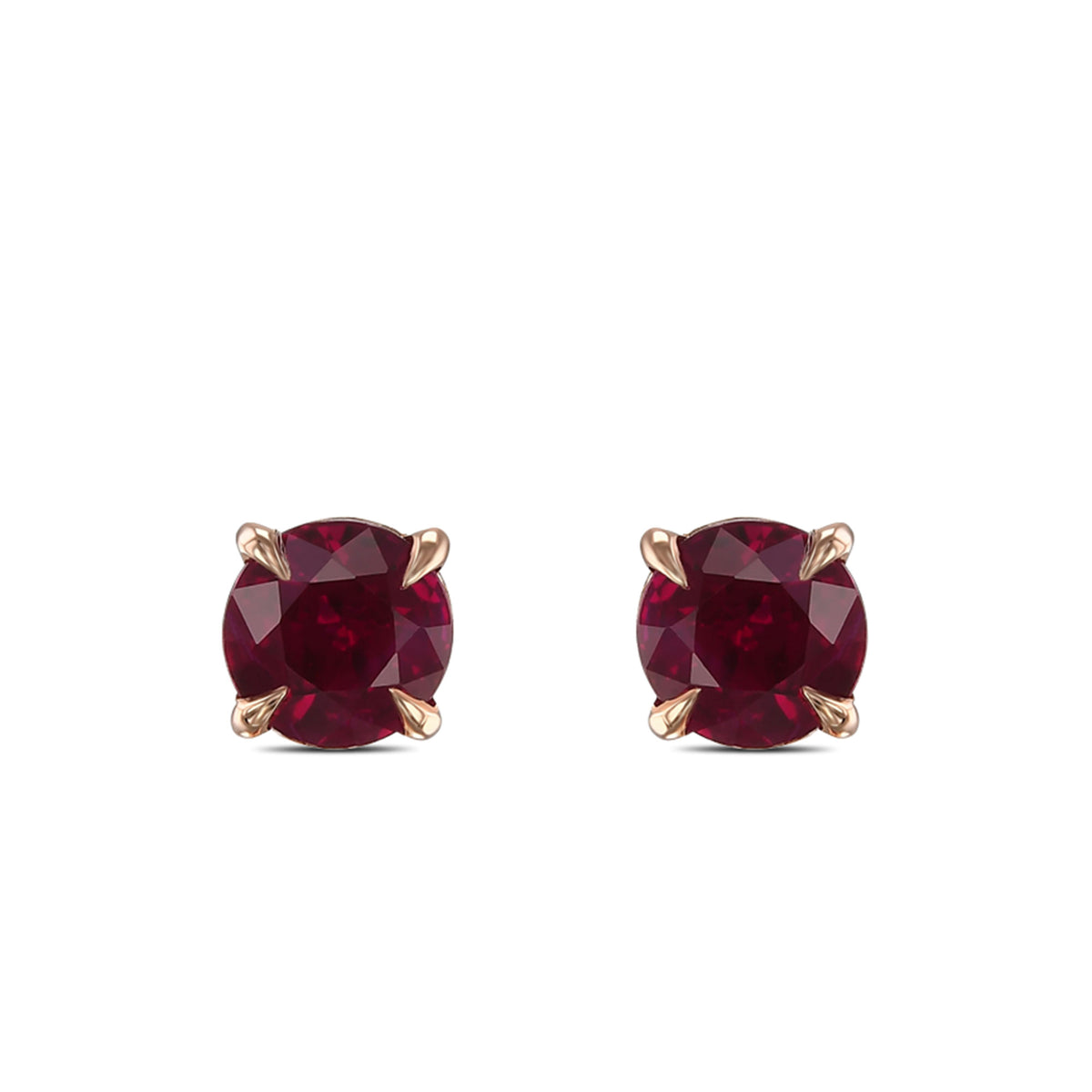  Round Pigeon Blood Red Ruby Stud Earrings