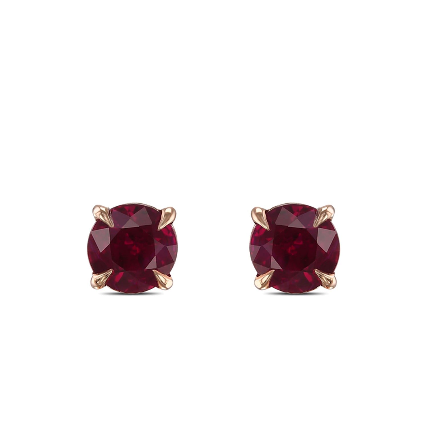  Round Pigeon Blood Red Ruby Stud Earrings