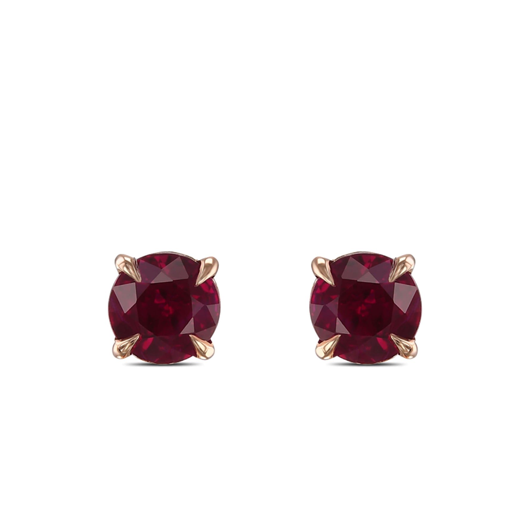  Round Pigeon Blood Red Ruby Stud Earrings