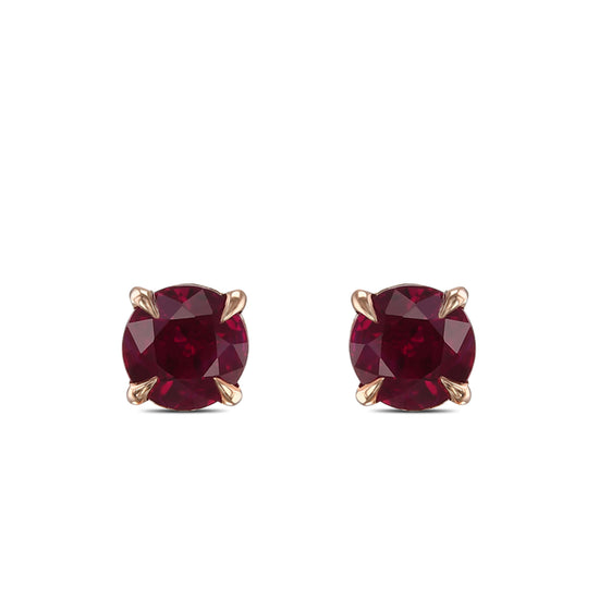  Round Pigeon Blood Red Ruby Stud Earrings