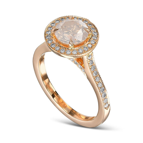 Fancy White Round Brilliant Halo Diamond Ring