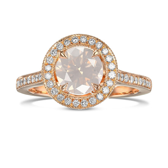 Fancy White Round Brilliant Halo Diamond Ring