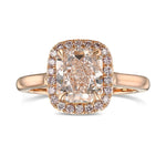 Very Light Pink Radiant Halo Diamond Ring