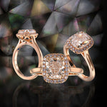 Very Light Pink Radiant Halo Diamond Ring