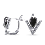 Fancy Black Pear Solitaire Diamond Earrings