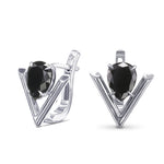 Fancy Black Pear Solitaire Diamond Earrings