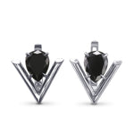 Fancy Black Pear Solitaire Diamond Earrings