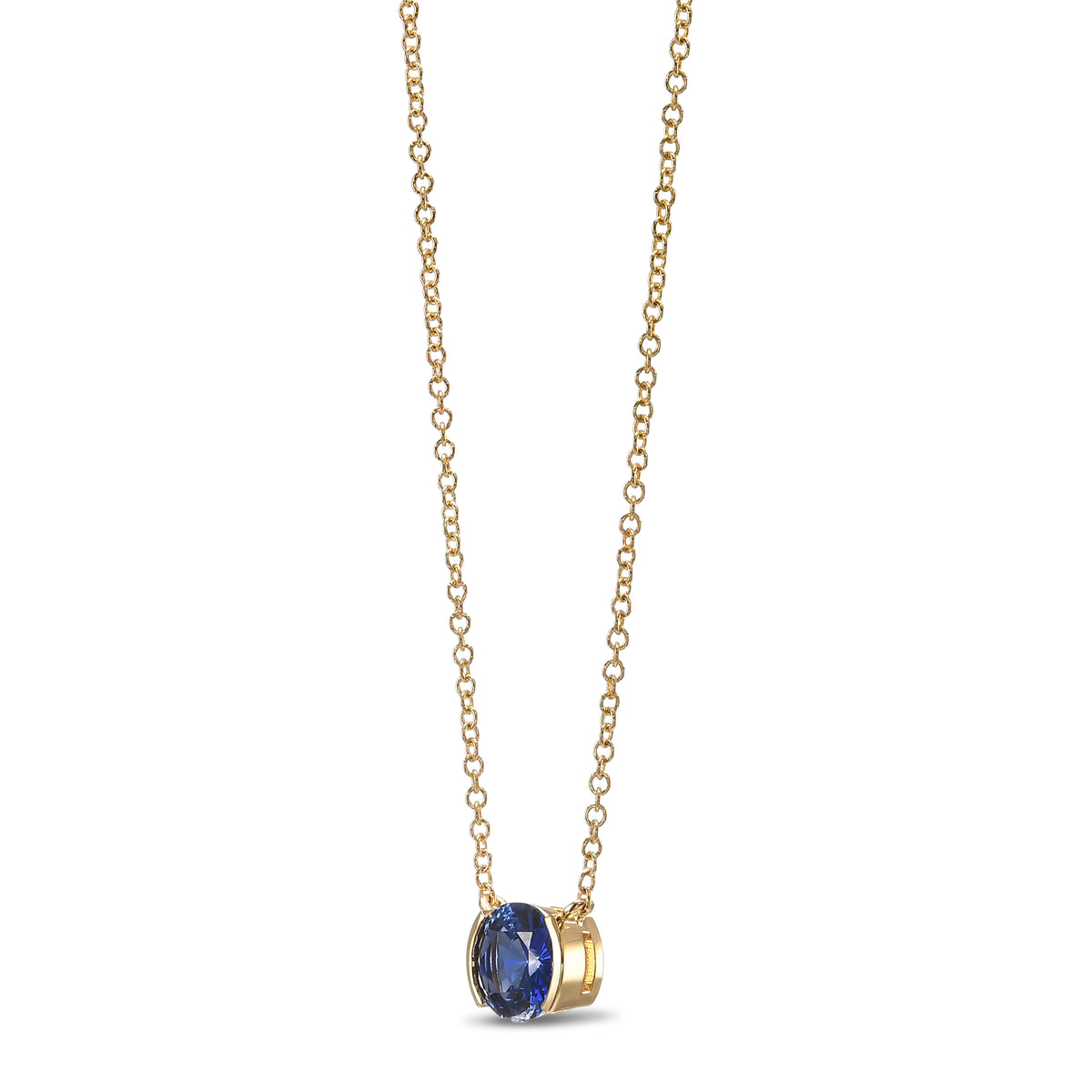 Round Blue Sapphire Solitaire Pendant