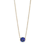 Round Blue Sapphire Solitaire Pendant