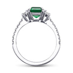 Emerald and Half Moon Diamond Side-stone Ring